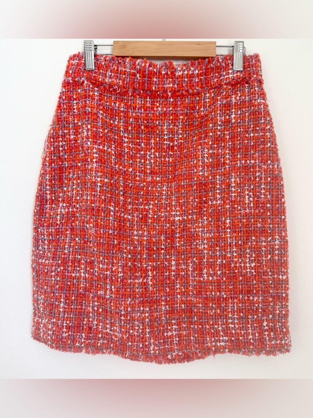 Ann Taylor Curvy Fit Fringe Textured Hibiscus Tweed A-Line Skirt Size 2